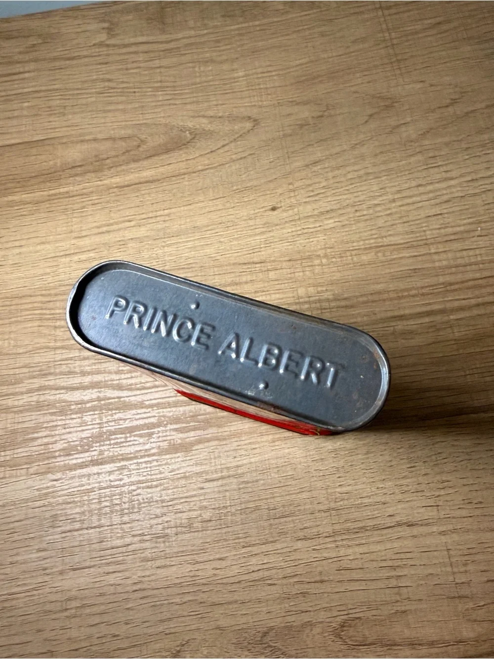 Vintage Prince Albert Crimp Cut Tobacco Tin Pocket Can R.J. Reynolds Red USA